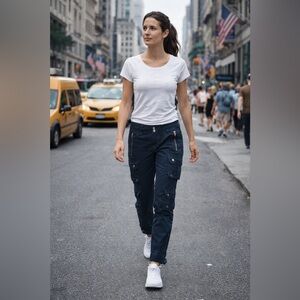 Athleta Women’s Snap Leg Drawstring Multi Pocket Cargo Pants Size 2 Black